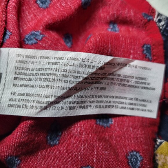 Abercrombie & Fitch Red Blue Boho Cold Shoulder Flowy Sequin Paisley Tassel Top. - Picture 7 of 7